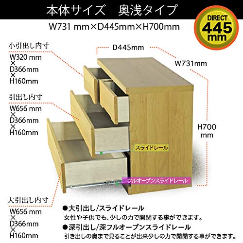 Amazon｜タンス 75幅 ロー チェスト 3段 薄型 75-3LC みずき ホワイト